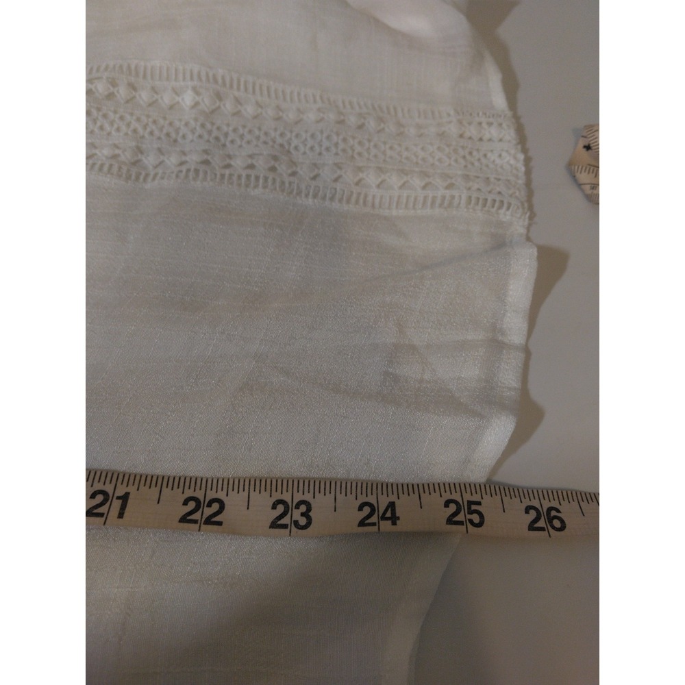 Womens Feminine Crochet Details Sheer Top Size M White Boho Beachy Coastal - Picture 6 of 8
